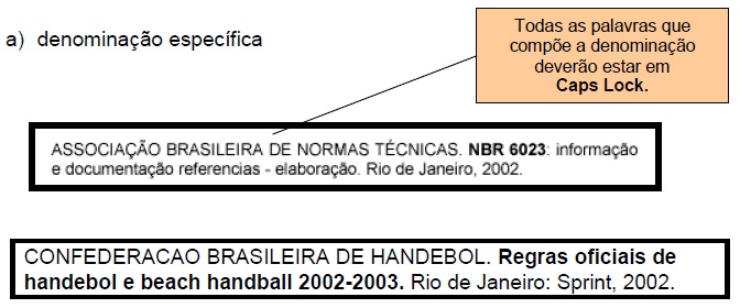 Entidade Coletiva Denominação Específica