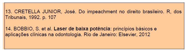Exemplo de citação numérica na lista de referência
