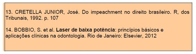 Exemplo de citação numérica na lista de referência