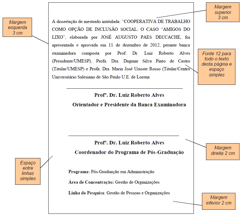 Modelo da Folha de Aprovação