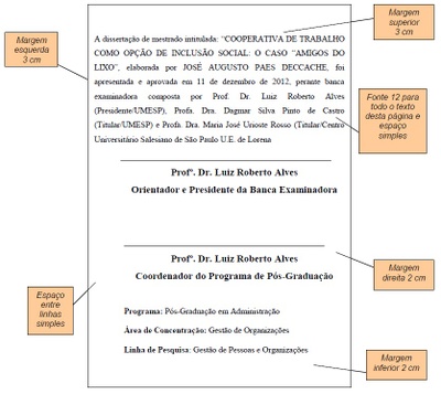 Modelo da Folha de Aprovação