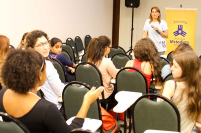 Carla participa durante palestra sobre oportunidades. Foto: Anderson Rodrigues